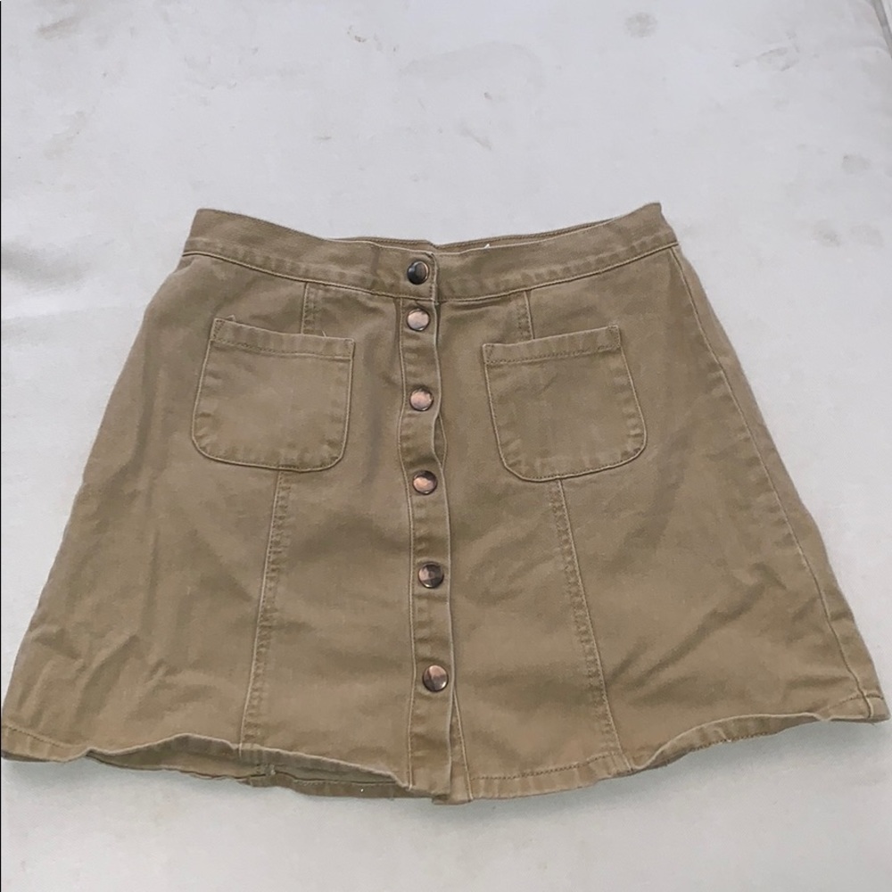 Khaki button down mini skirt